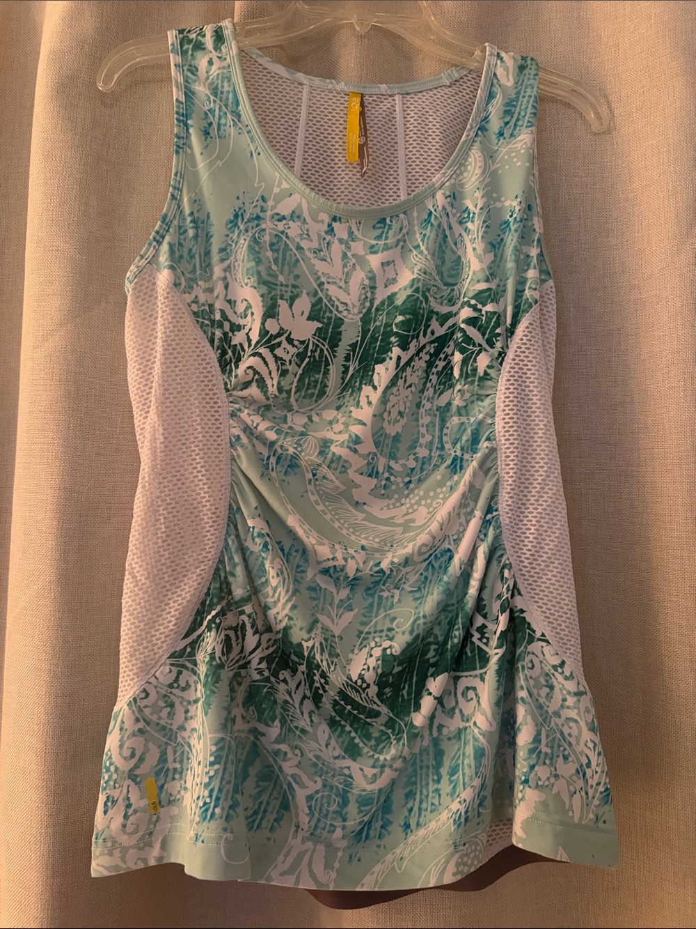 Aqua Green Printed Active mesh cycling tank lole Large